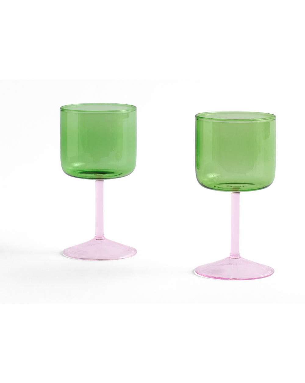 Tint Wine Glasses - Set of 2 (Color: Green & Pink)