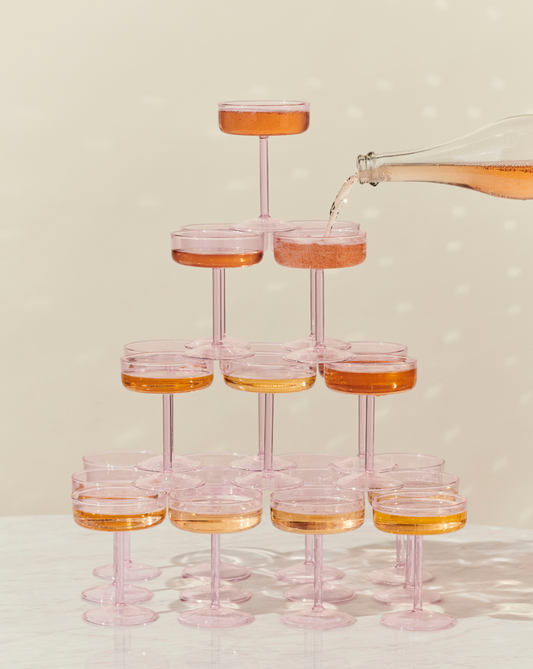 Tint Coupe Glasses - Set of 2 (Color: Pink)